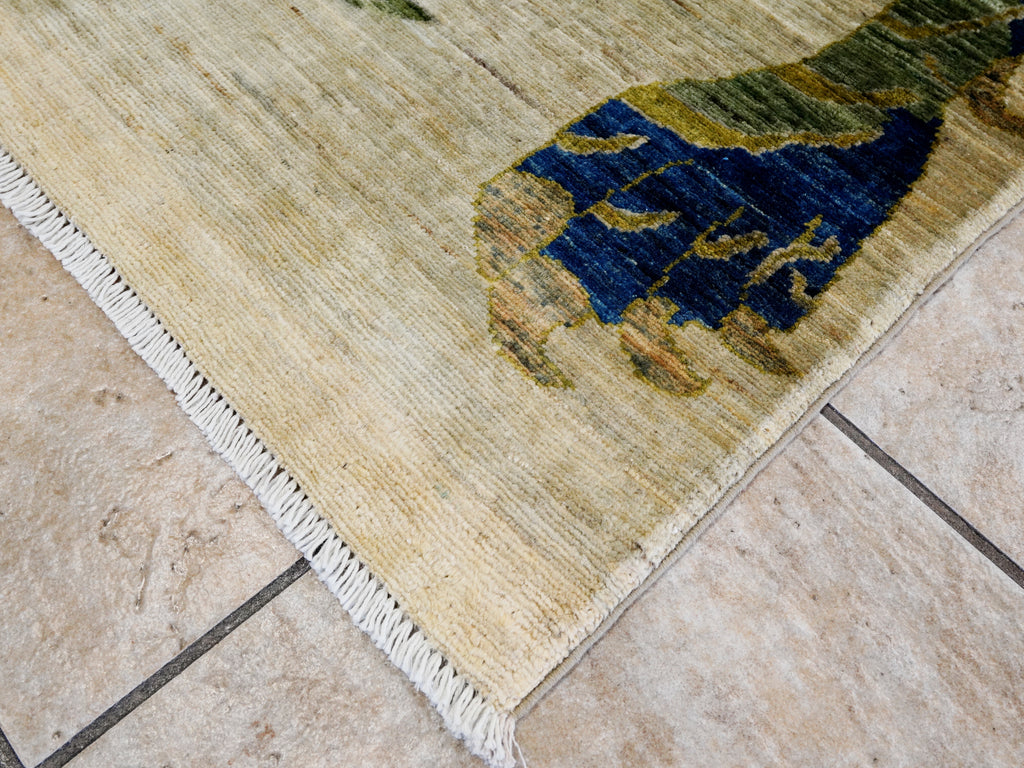 4x6 Ft Green Tiger Rug - Hand Knotted Wool Rug