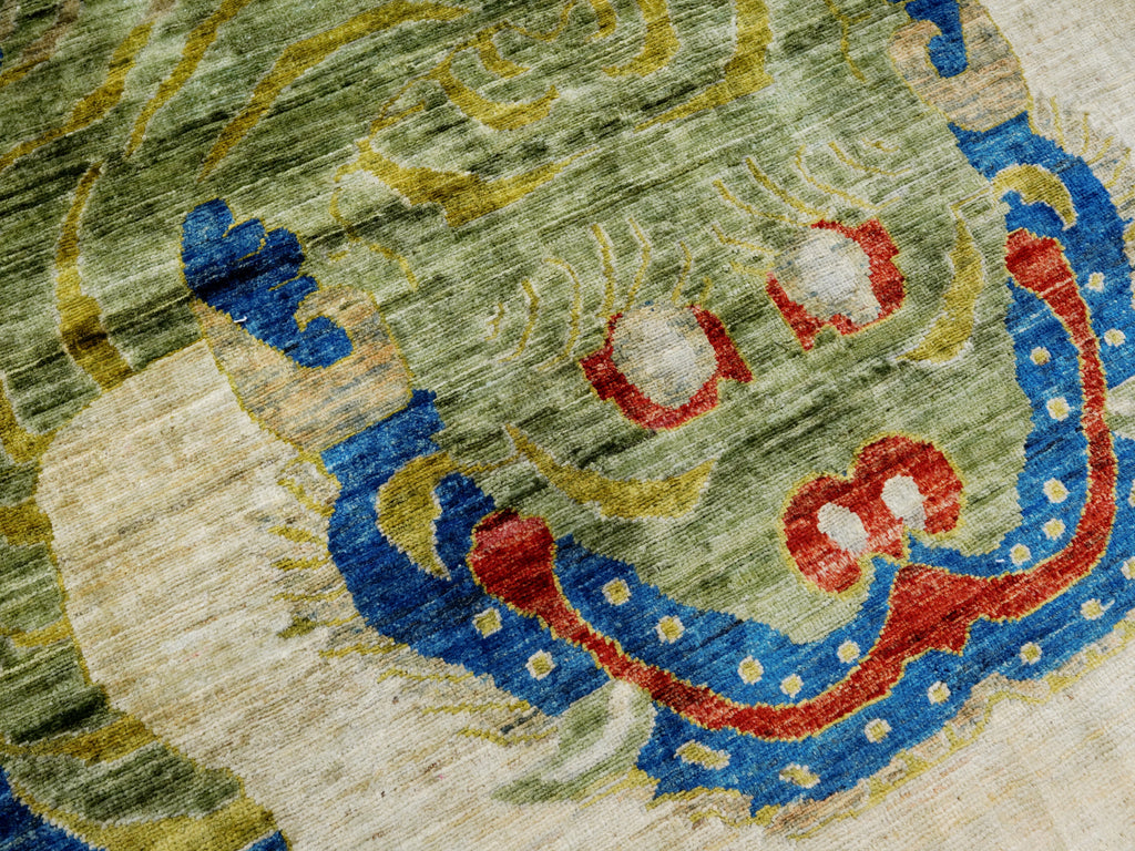 4x6 Ft Green Tiger Rug - Hand Knotted Wool Rug