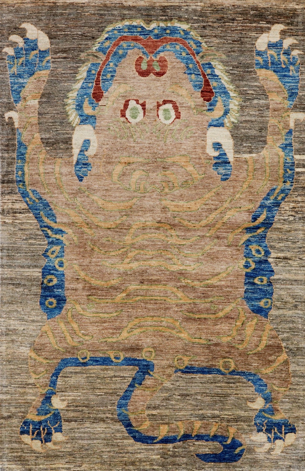 4x6 Ft Neutral Tiger Rug - Hand Knotted Wool Rug