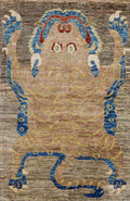 4x6 Ft Neutral Tiger Rug - Hand Knotted Wool Rug