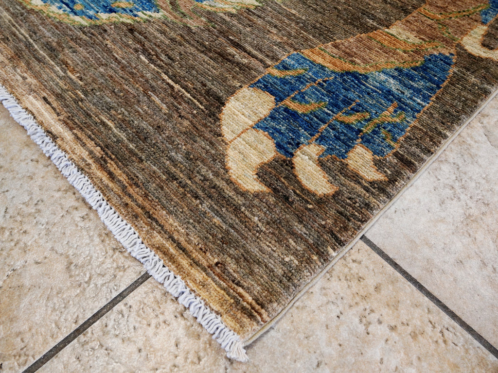 4x6 Ft Neutral Tiger Rug - Hand Knotted Wool Rug