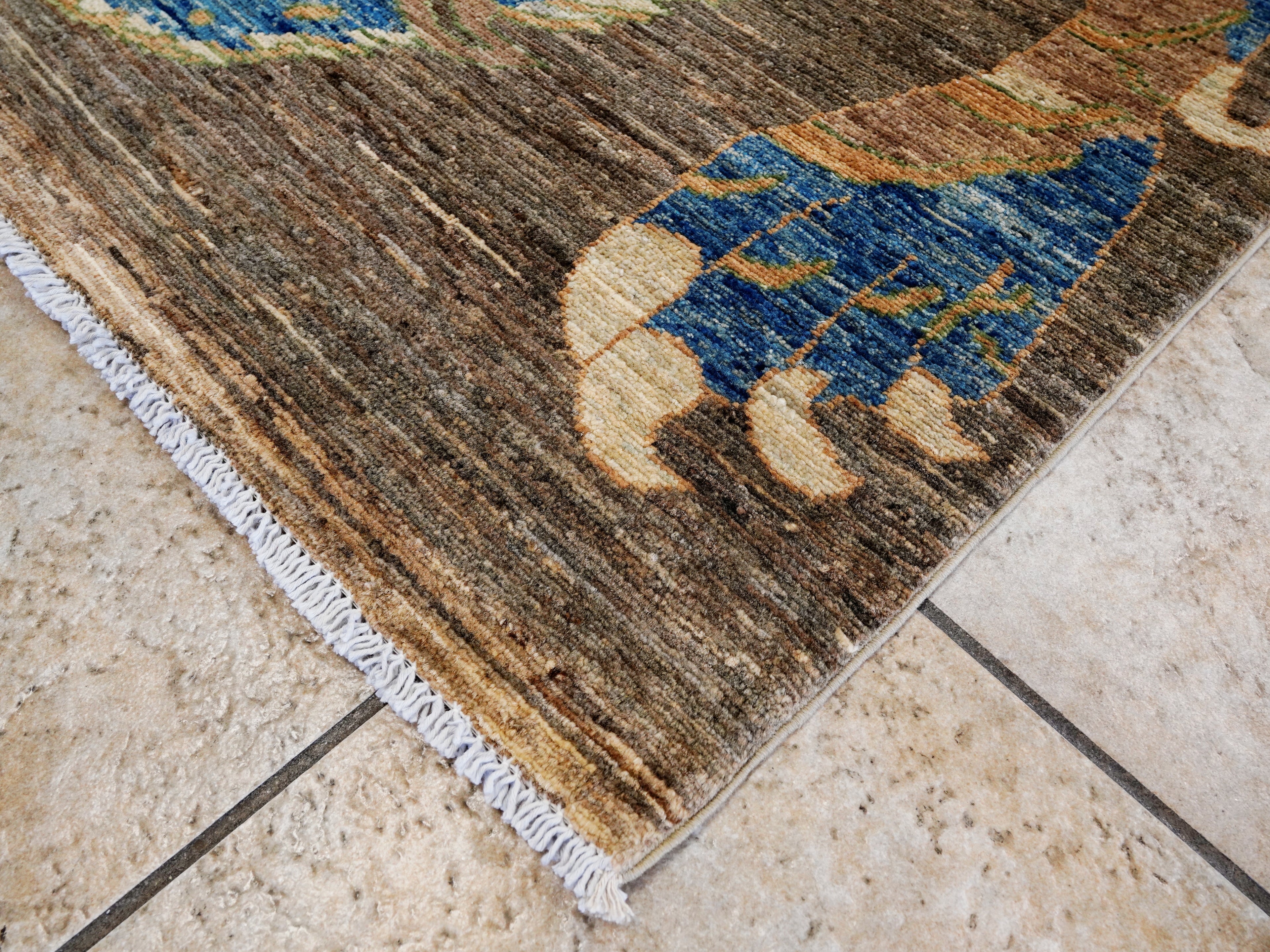 4x6 Ft Neutral Tiger Rug - Hand Knotted Wool Rug