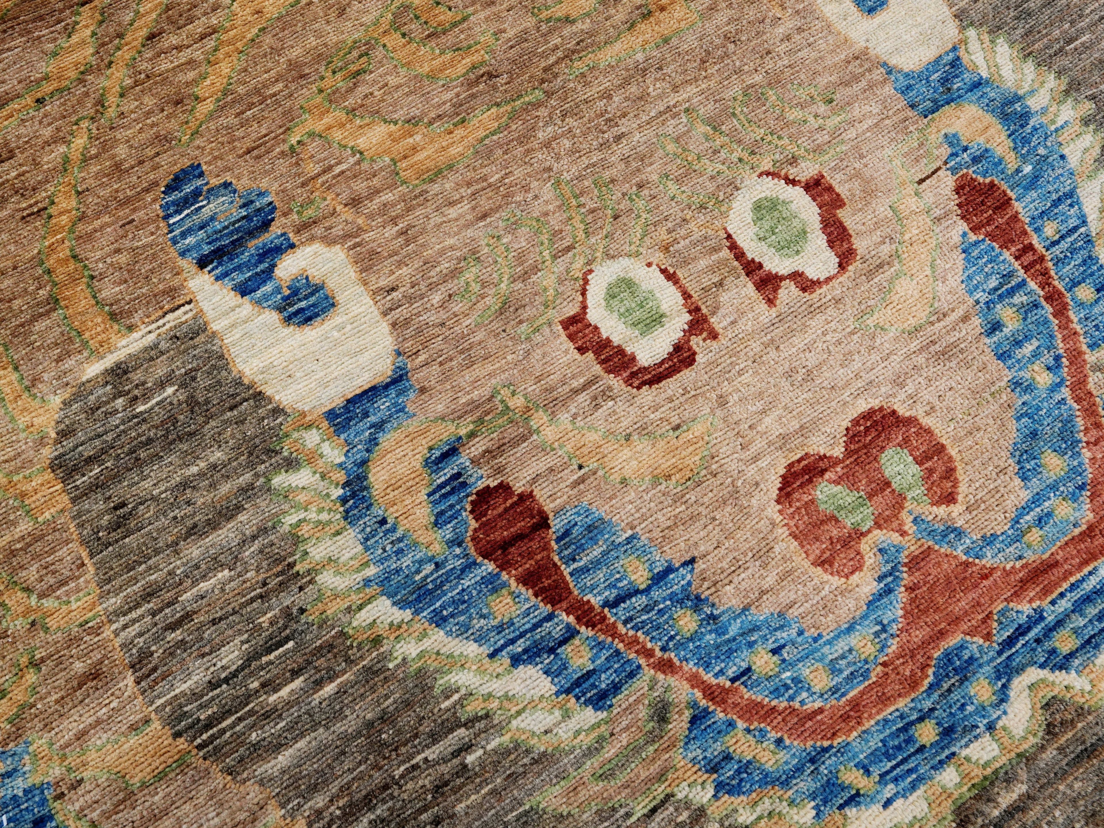 4x6 Ft Neutral Tiger Rug - Hand Knotted Wool Rug