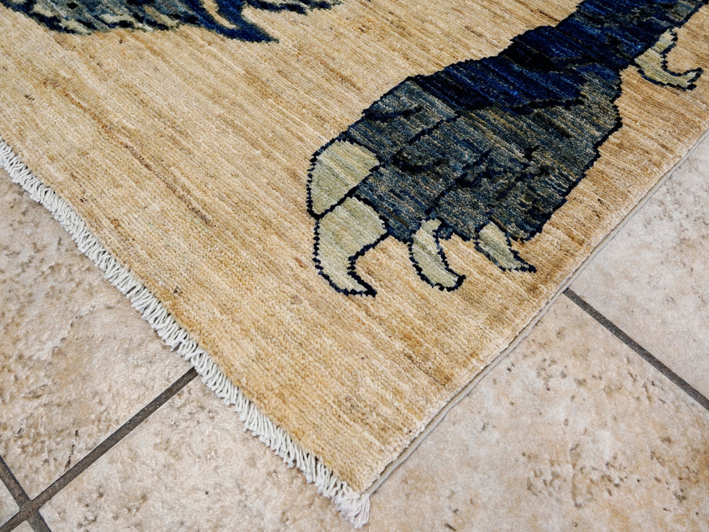 4x6 Ft Blue Tiger Rug - Hand Knotted Wool Rug
