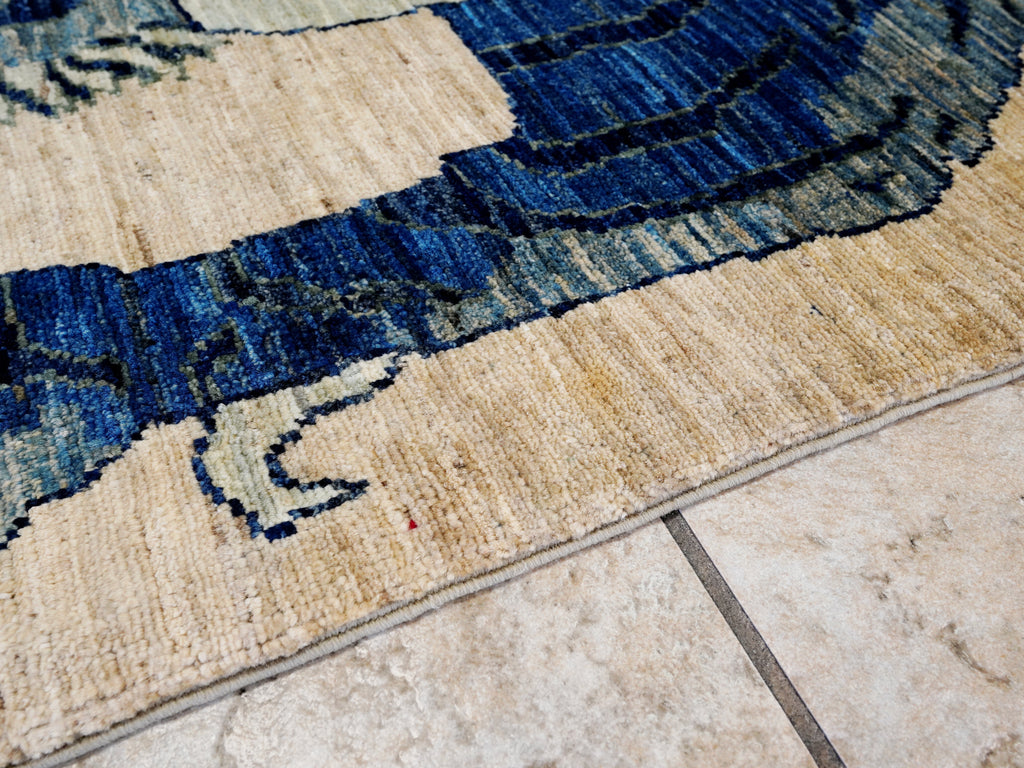 4x6 Ft Blue Tiger Rug - Hand Knotted Wool Rug