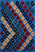 4x6 Ft Blue Kilim Rug - Tribal Flat Weave - Scandinavian Design