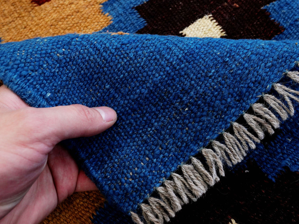 4x6 Ft Blue Kilim Rug - Tribal Flat Weave - Scandinavian Design