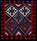 4x4 Ft Blue Square Killim Rug - Afghan Handwoven Flatweave