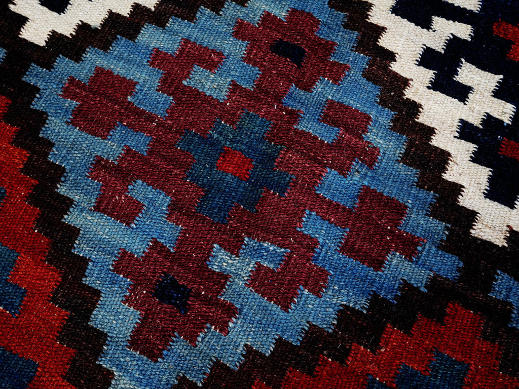 4x4 Ft Blue Square Killim Rug - Afghan Handwoven Flatweave