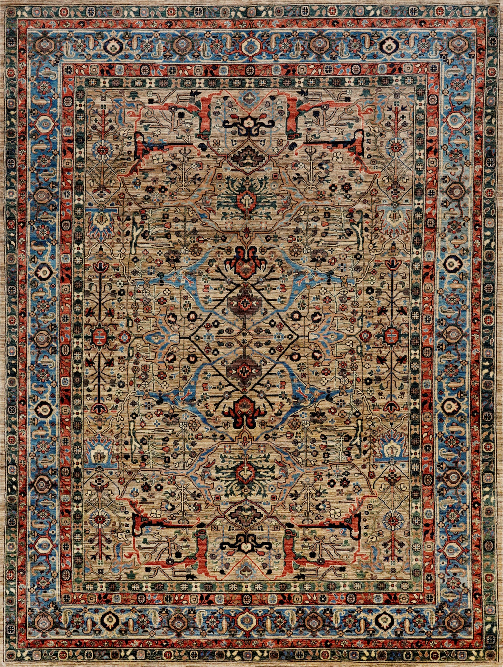 9x12 Ft Brown Afghan Rug - Hand Knotted Traditional Rug
