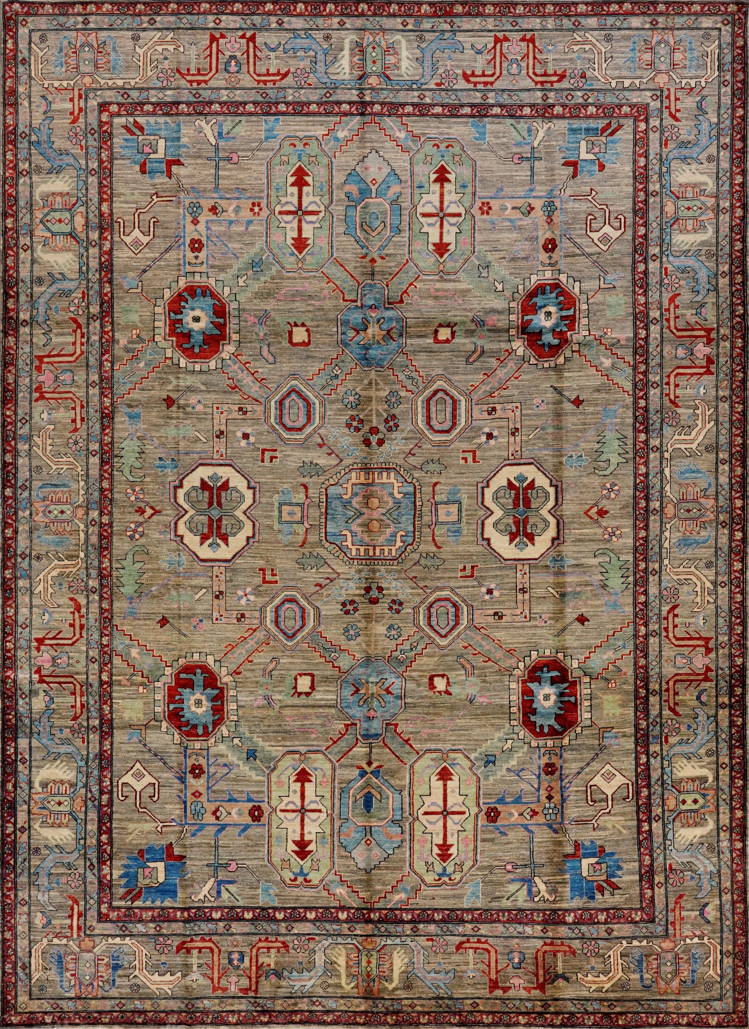 9x12 Ft Brown Oriental Rug - Hand Knotted Traditional Afghan Rug