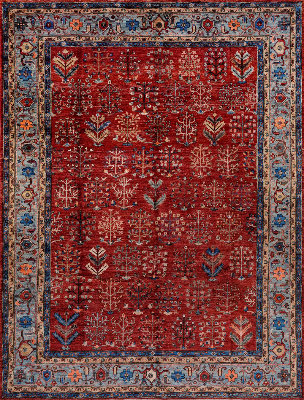 9x12 Ft Red Afghan Rug - Hand Knotted Traditional Rug