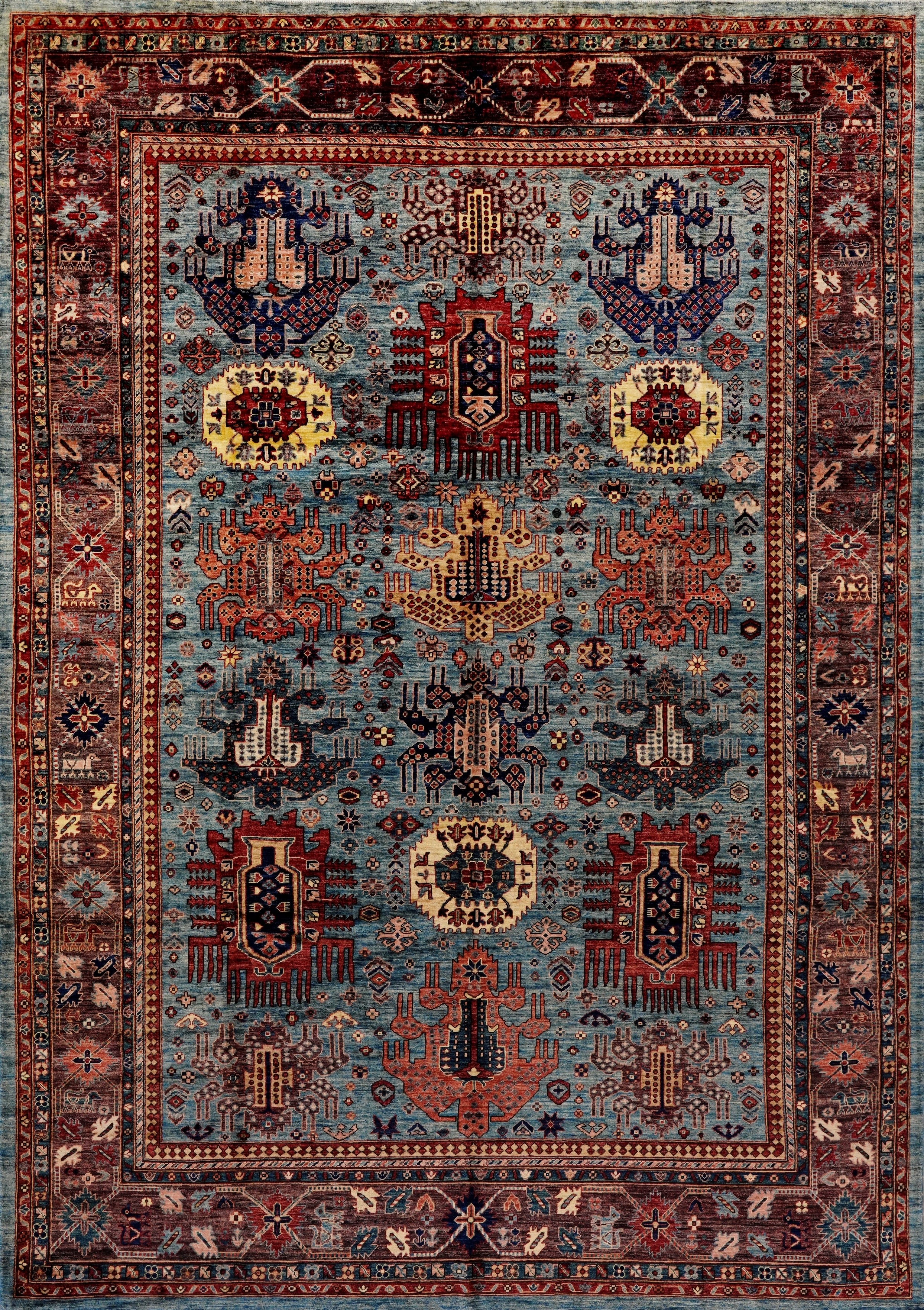9x12 Ft Blue Kazak Rug - Hand Knotted Traditional Rug
