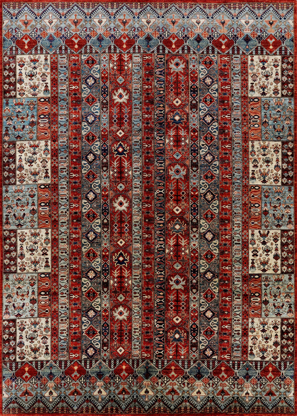 10x12 Ft Red Afghan Rug - Hand Knotted Traditional Rug