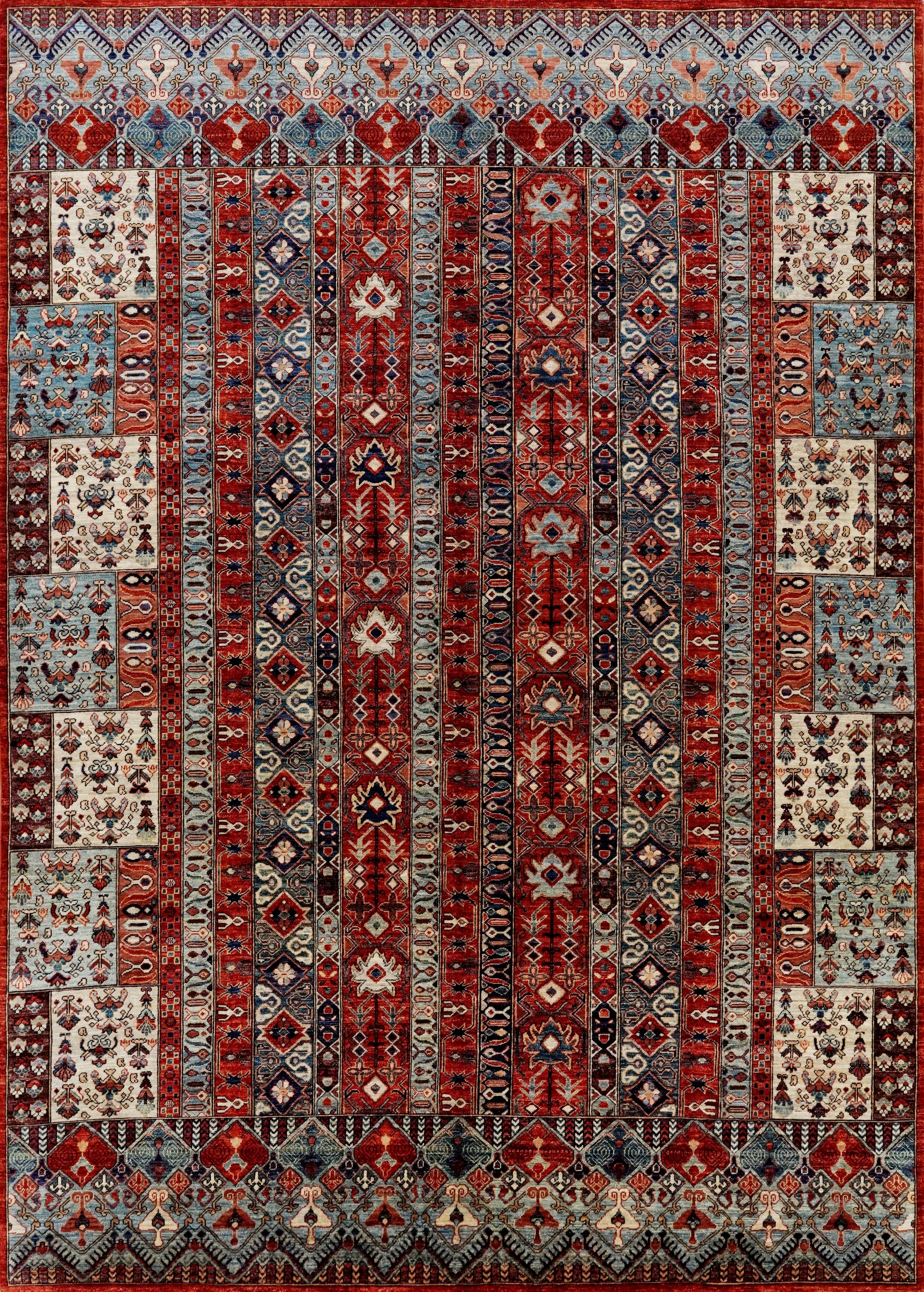 10x12 Ft Red Afghan Rug - Hand Knotted Traditional Rug
