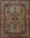 8x10 Ft Brown Oriental Rug - Hand Knotted Afghan Rug