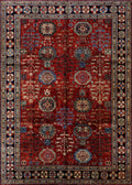 10x14 Ft Red Oriental Rug - Hand Knotted Afghan Wool Rug