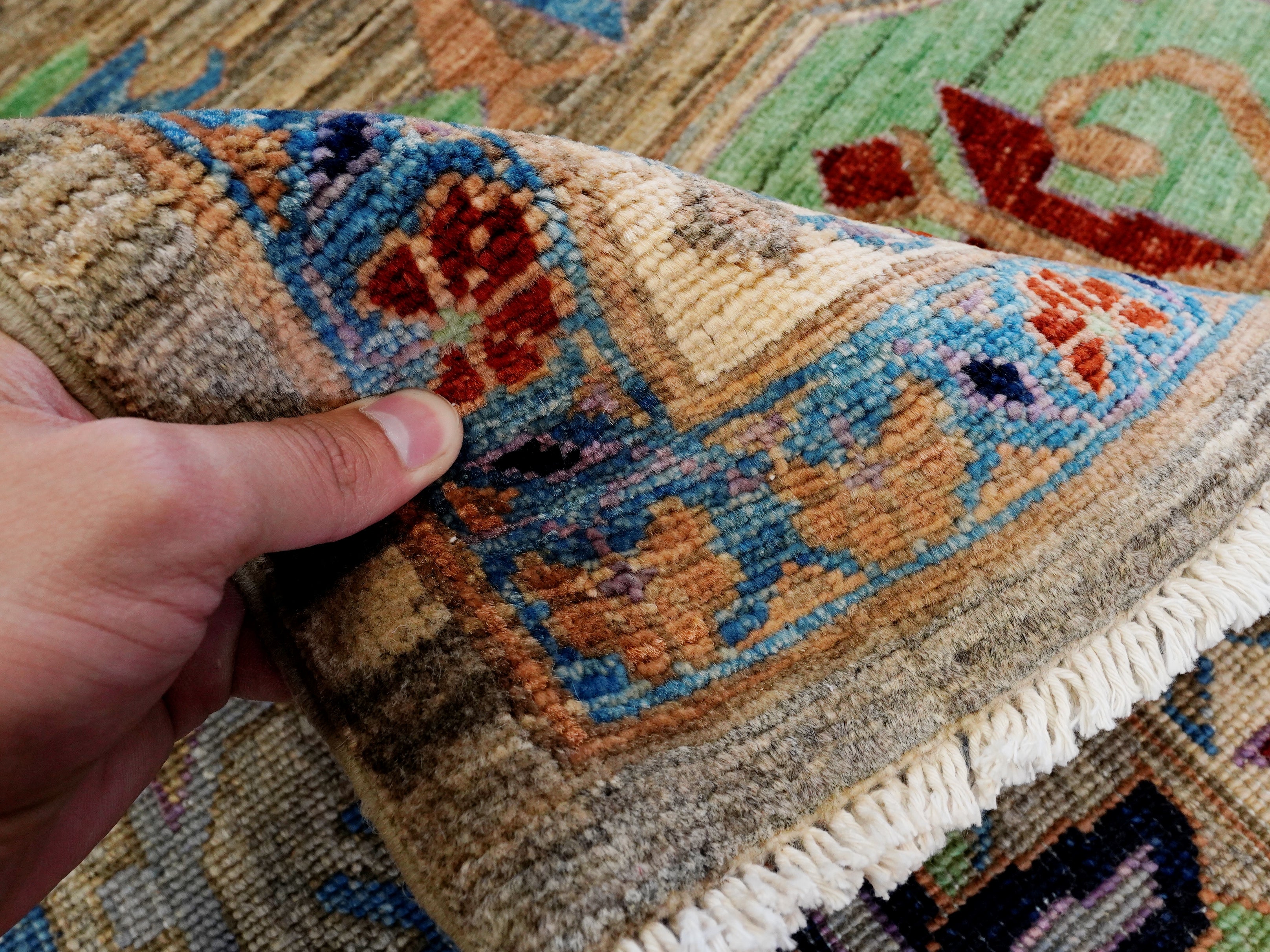 10x14 Ft Brown Oriental Area Rug - Hand Knotted Afghan Rug