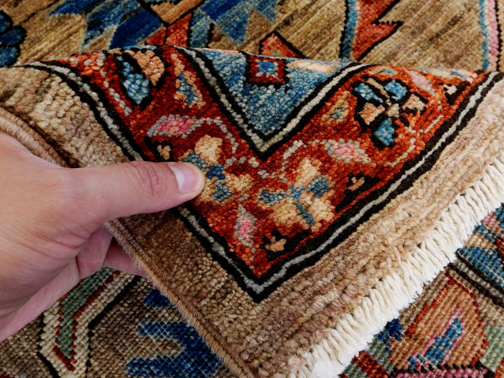 10x14 Ft Brown Oriental Rug - Hand Knotted Afghan Wool Rug