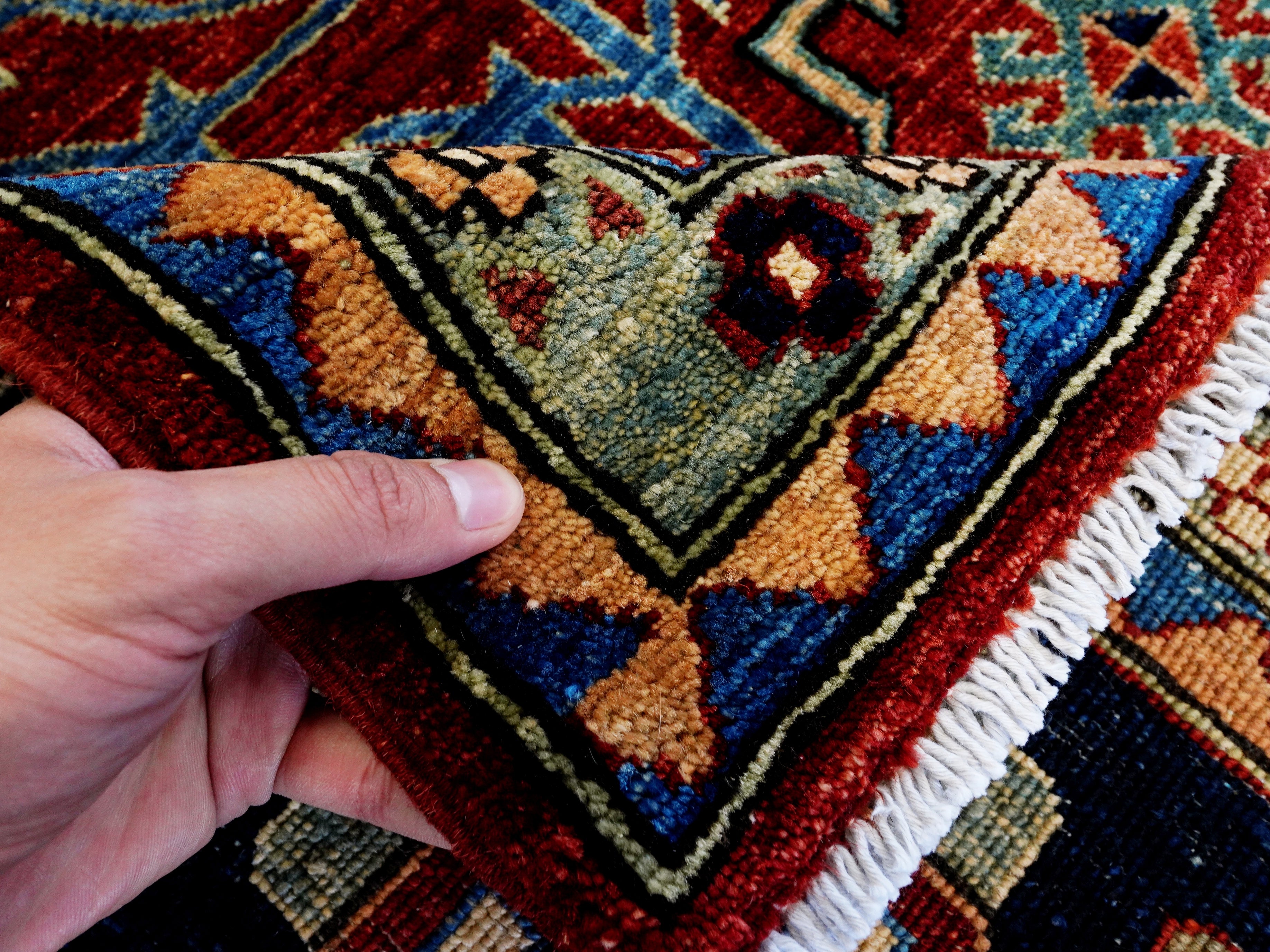 10x14 Ft Red Oriental Rug - Hand Knotted Afghan Wool Rug