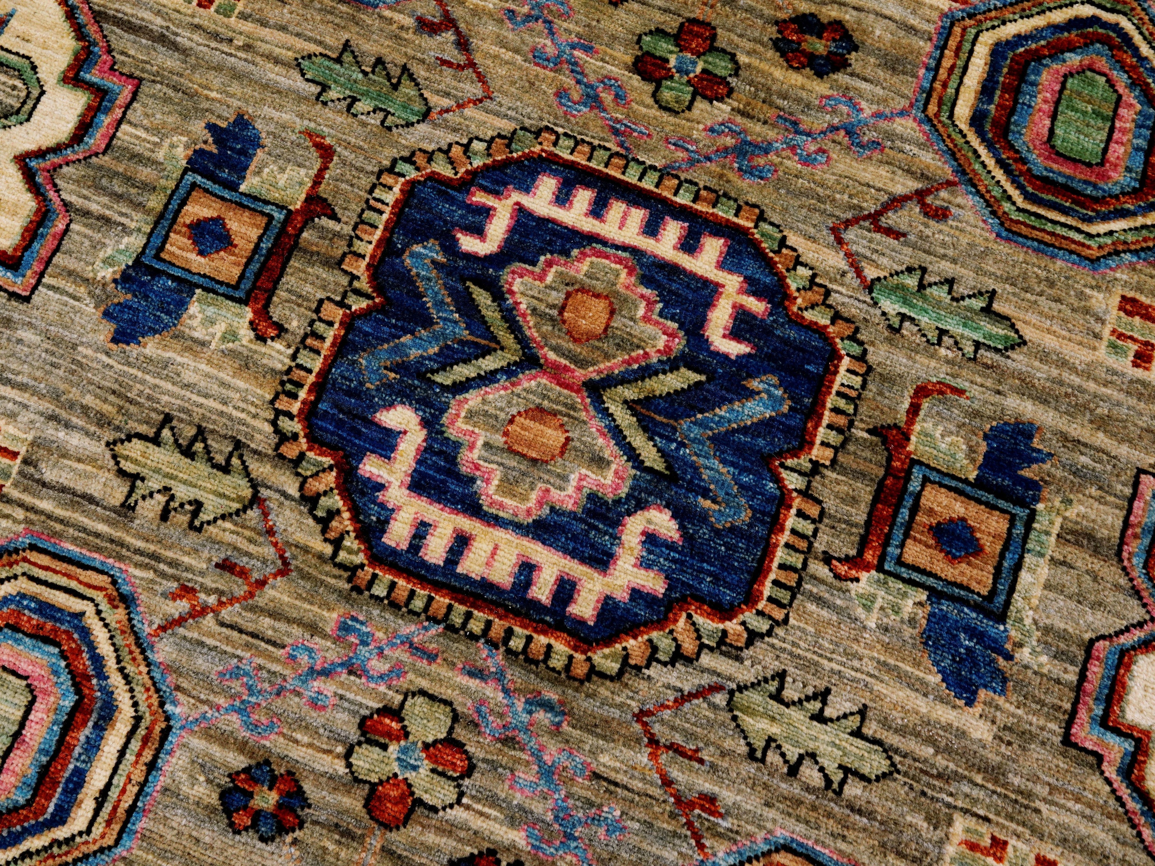 8x10 Ft Brown Oriental Rug - Hand Knotted Afghan Rug