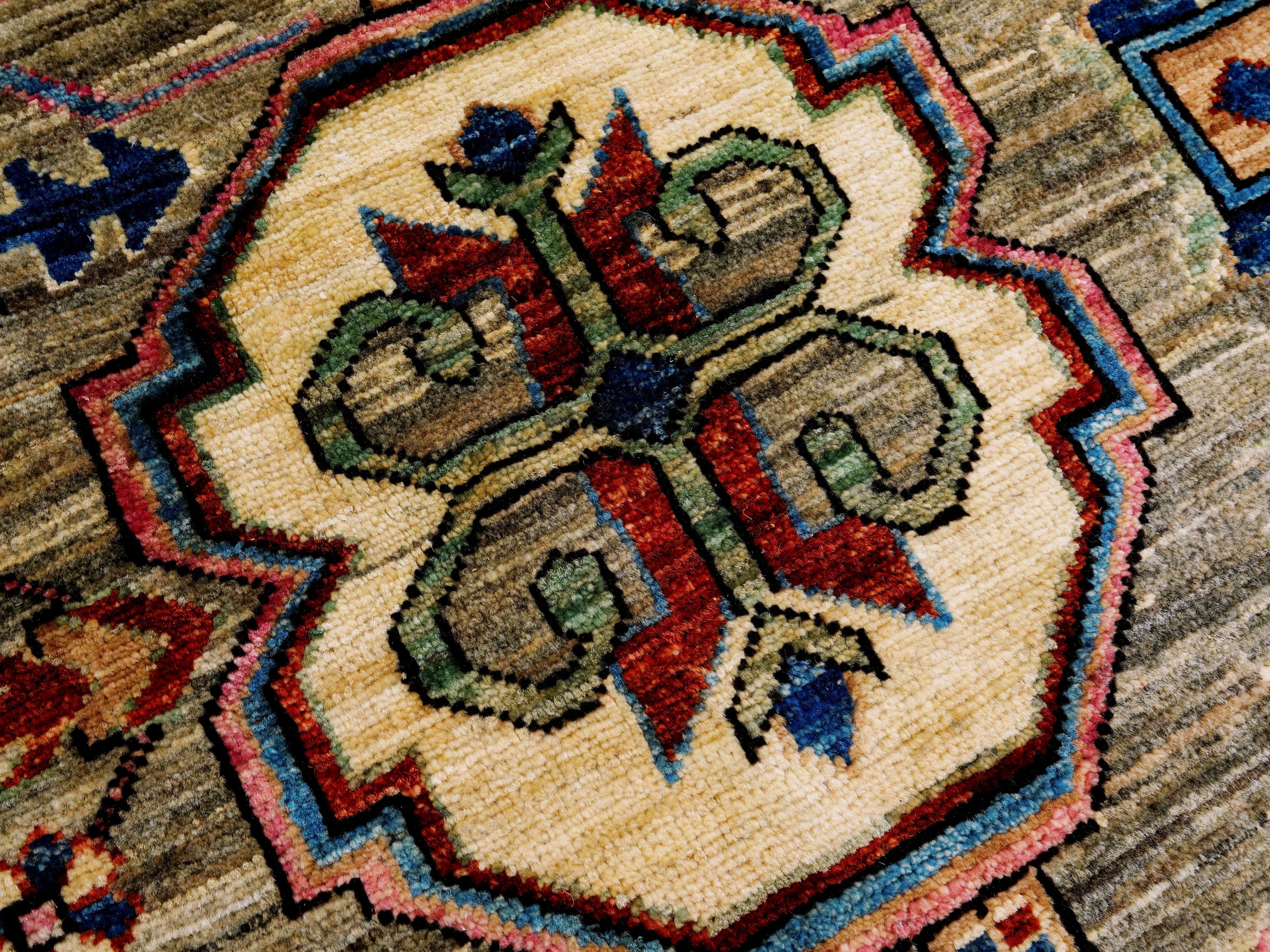 8x10 Ft Brown Oriental Rug - Hand Knotted Afghan Rug