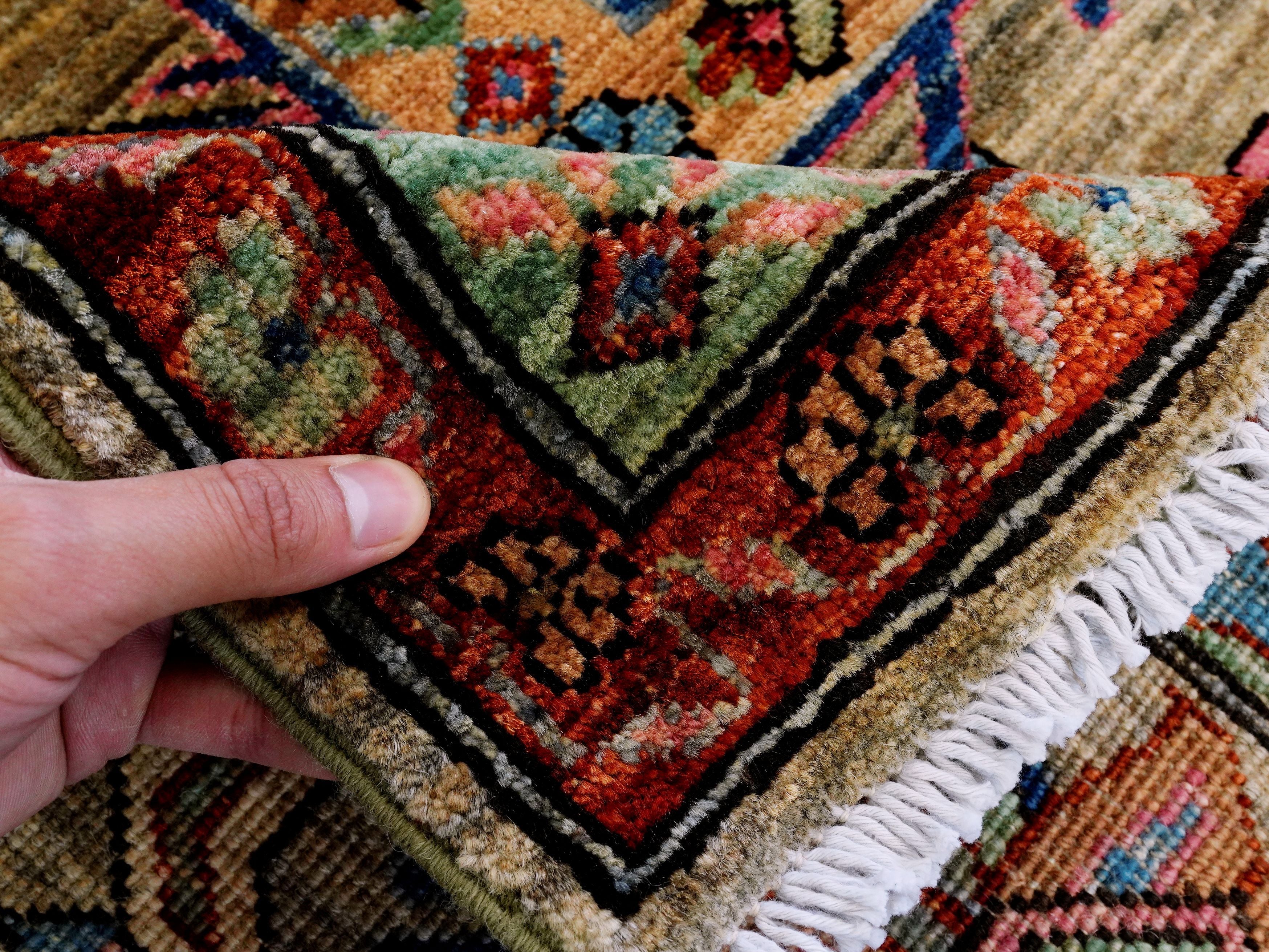 8x10 Ft Brown Oriental Rug - Hand Knotted Afghan Rug