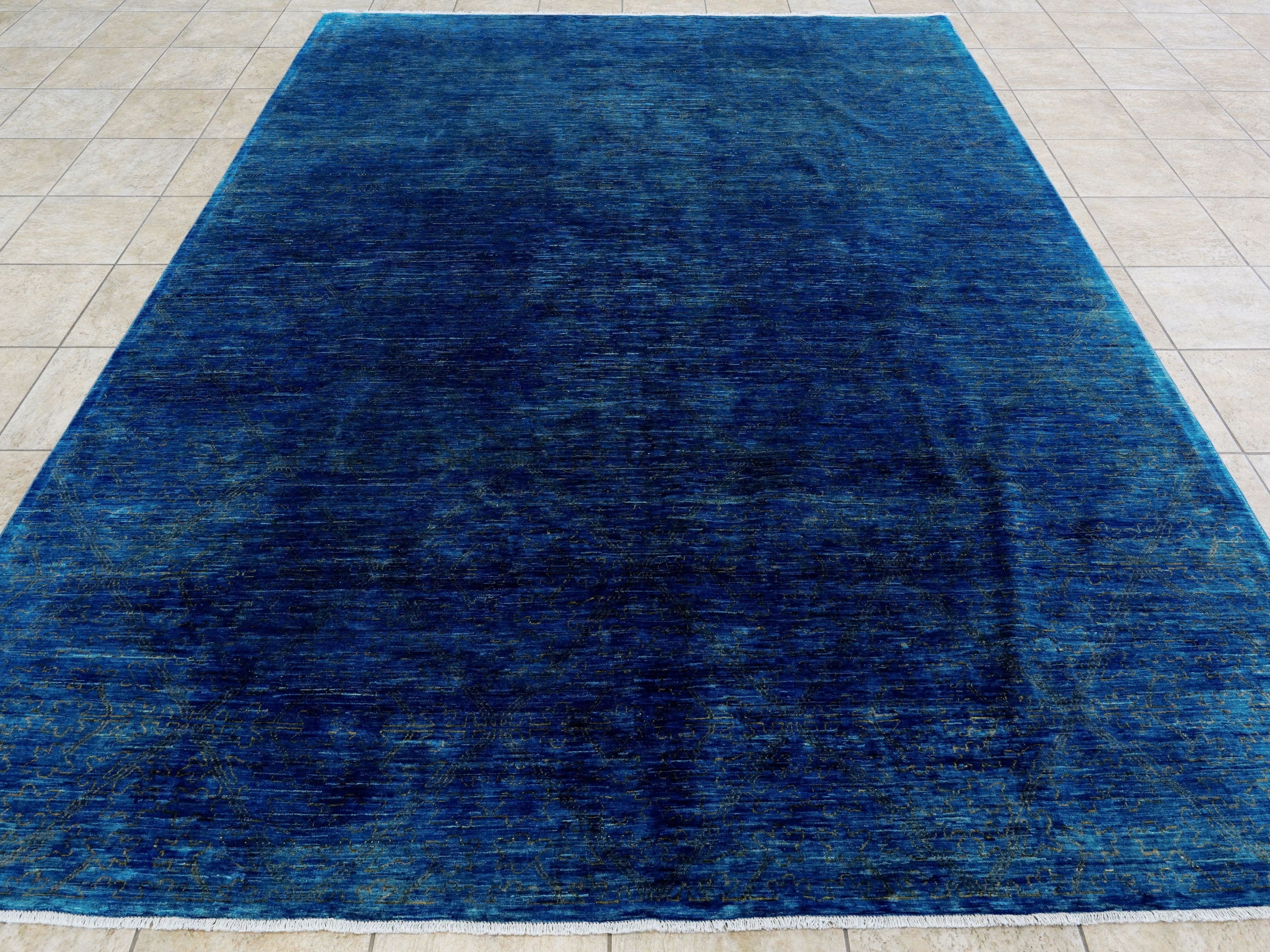 8x10 Ft Blue Gabbeh Rug - Hand Knotted Afghan Rug