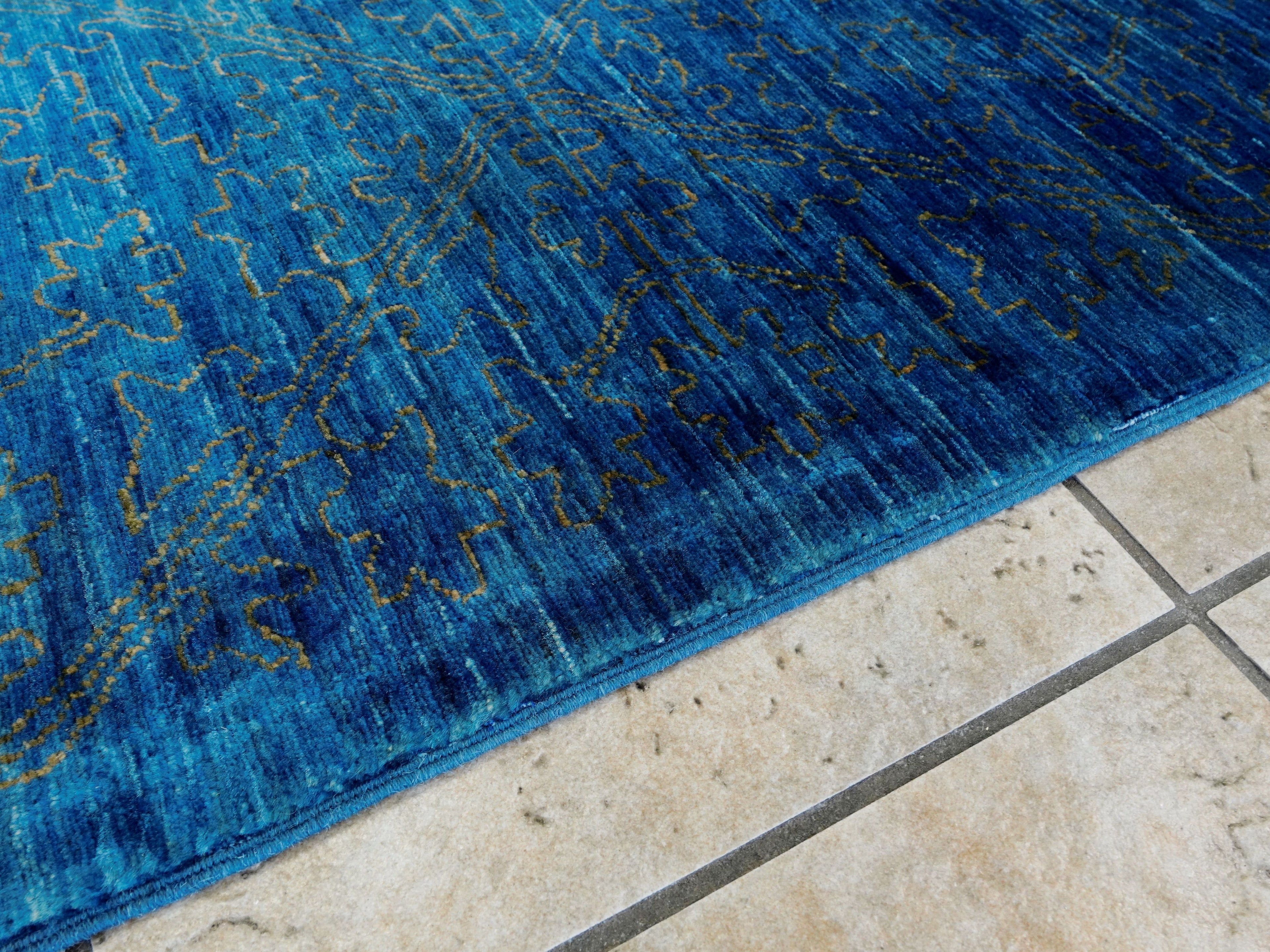 8x10 Ft Blue Gabbeh Rug - Hand Knotted Afghan Rug