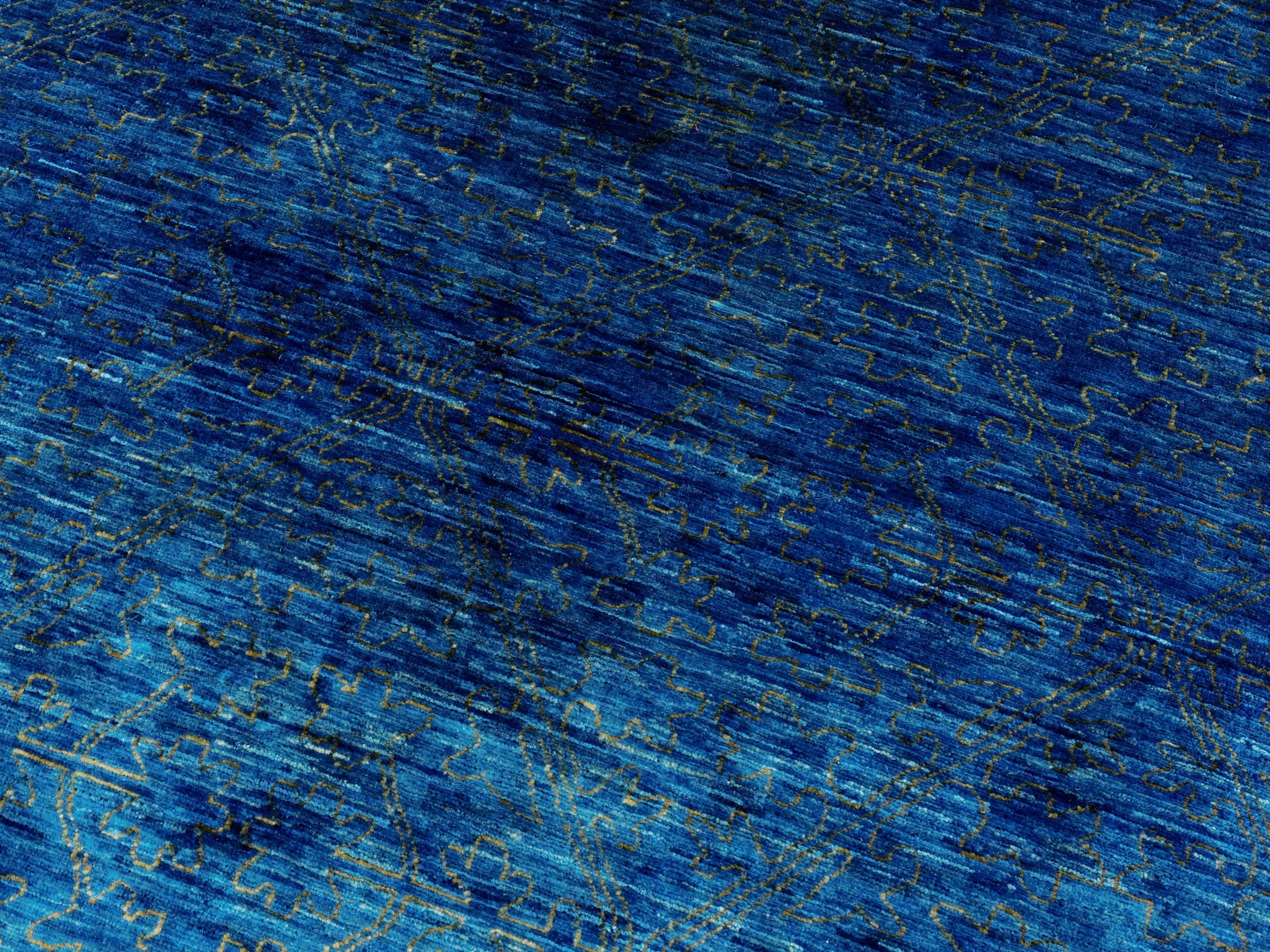 8x10 Ft Blue Gabbeh Rug - Hand Knotted Afghan Rug
