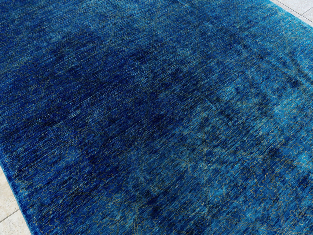 8x10 Ft Blue Gabbeh Rug - Hand Knotted Afghan Rug