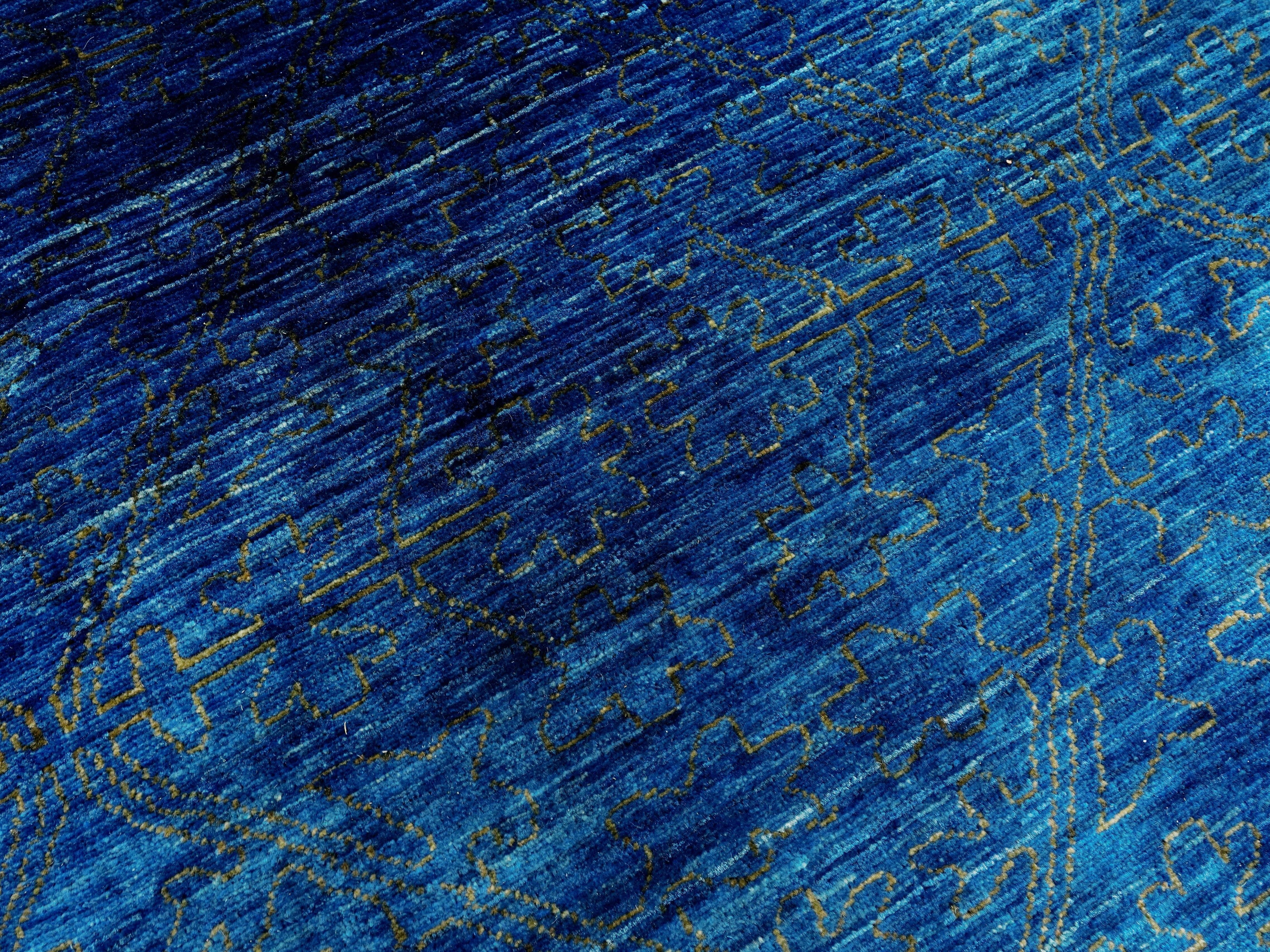 8x10 Ft Blue Gabbeh Rug - Hand Knotted Afghan Rug