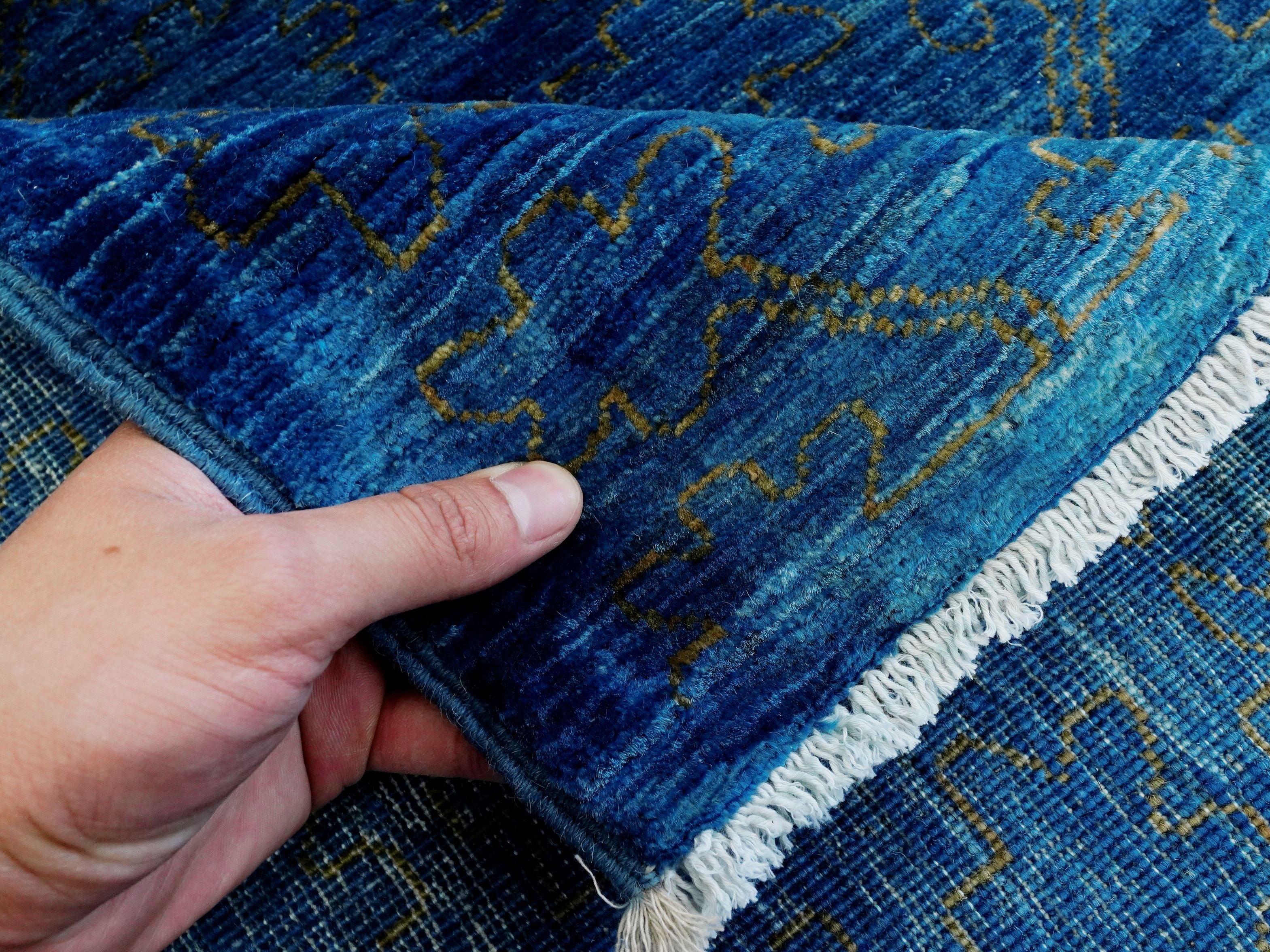 8x10 Ft Blue Gabbeh Rug - Hand Knotted Afghan Rug
