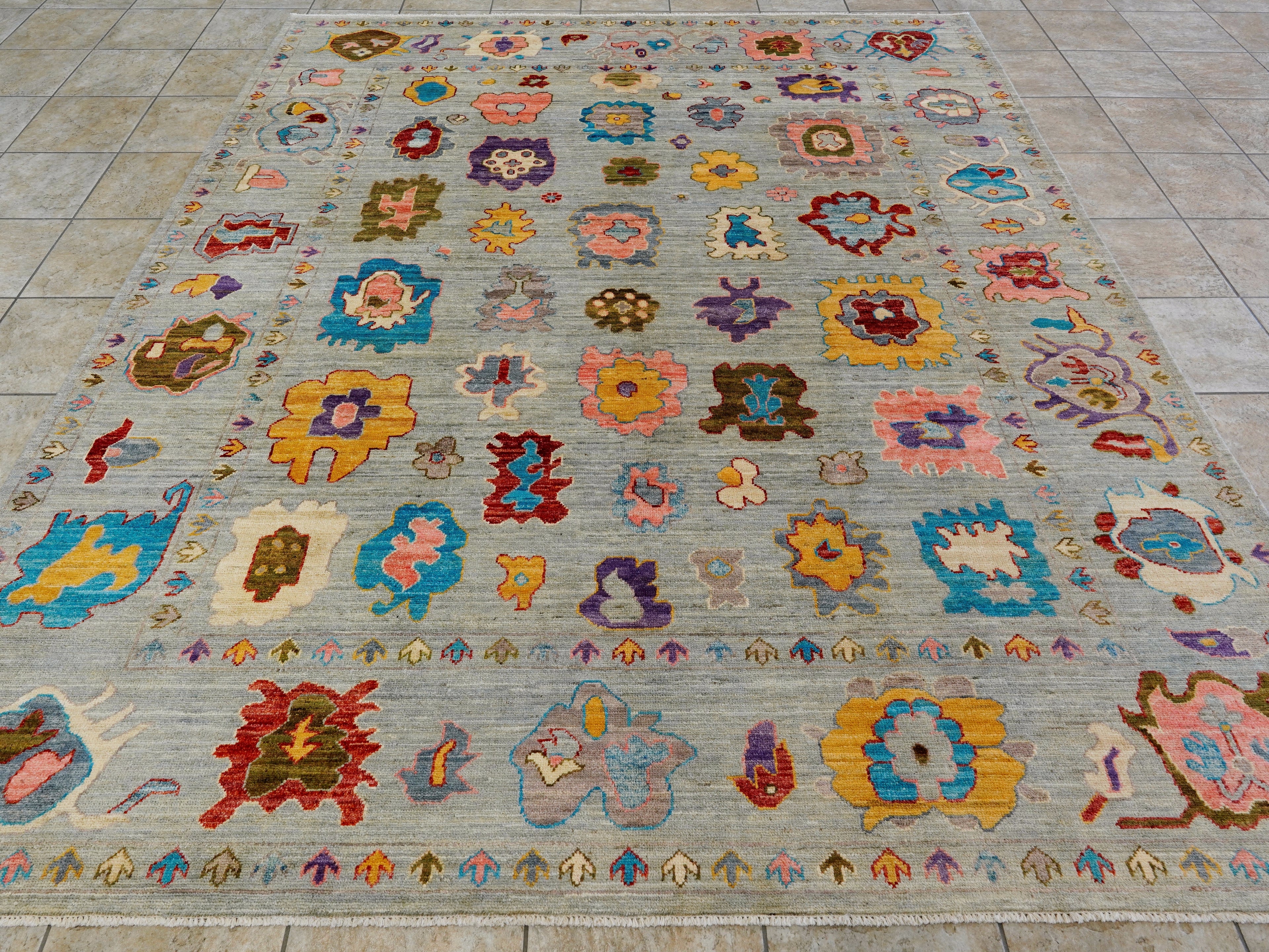 8x10 Ft Colorful Oushak Rug - Afghan Oriental Rug
