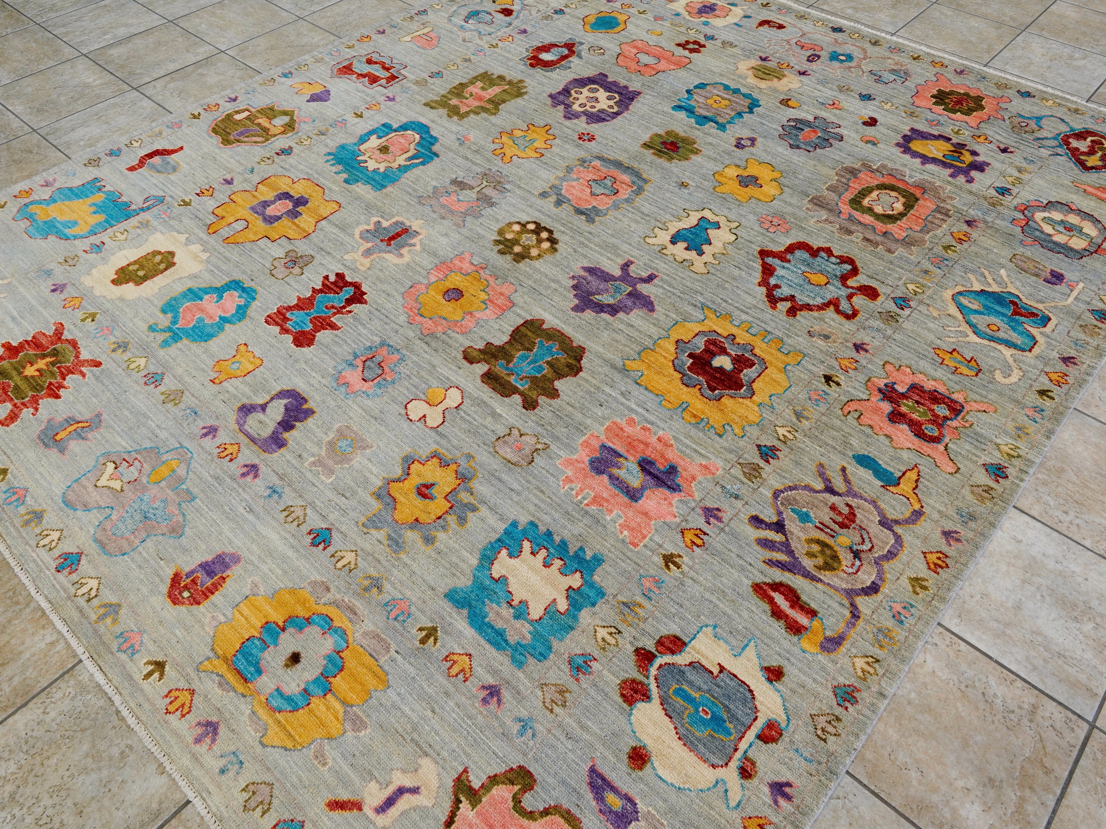 8x10 Ft Colorful Oushak Rug - Afghan Oriental Rug