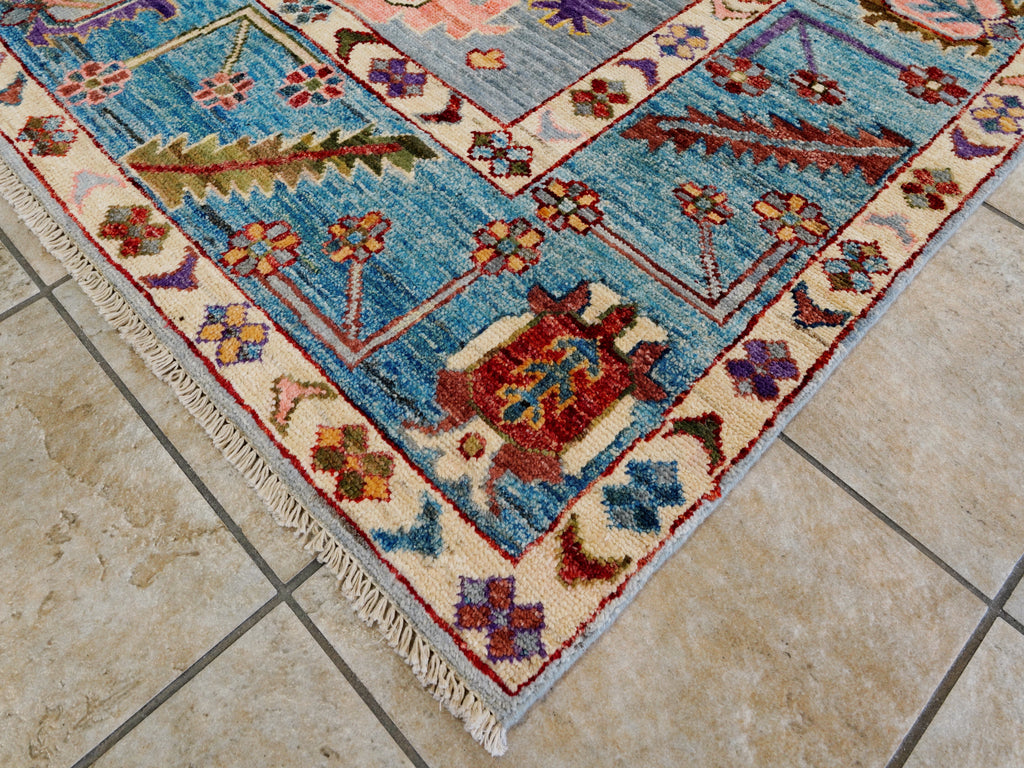 8x10 Ft Blue & Gray Oushak Rug - Afghan Hand Knotted Area Rug