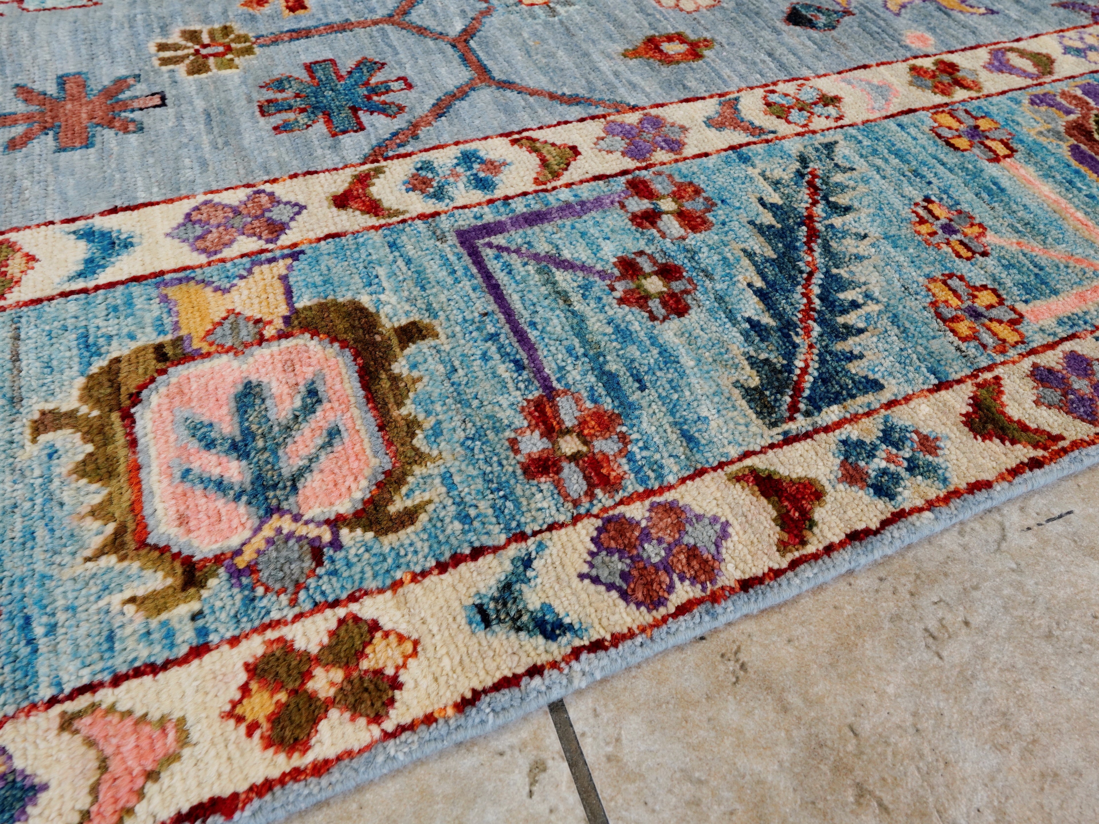 8x10 Ft Blue & Gray Oushak Rug - Afghan Hand Knotted Area Rug