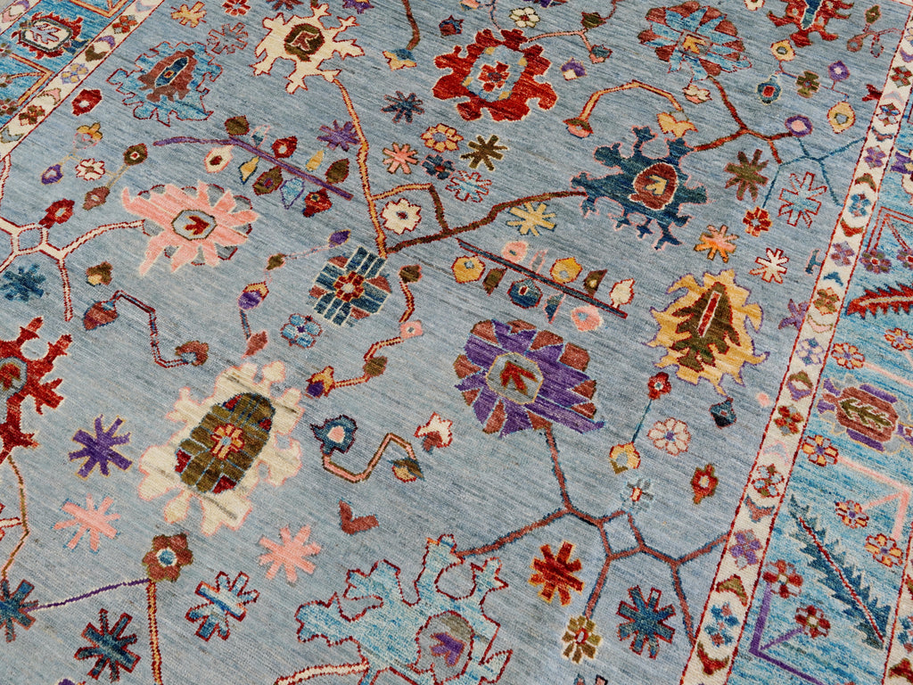 8x10 Ft Blue & Gray Oushak Rug - Afghan Hand Knotted Area Rug