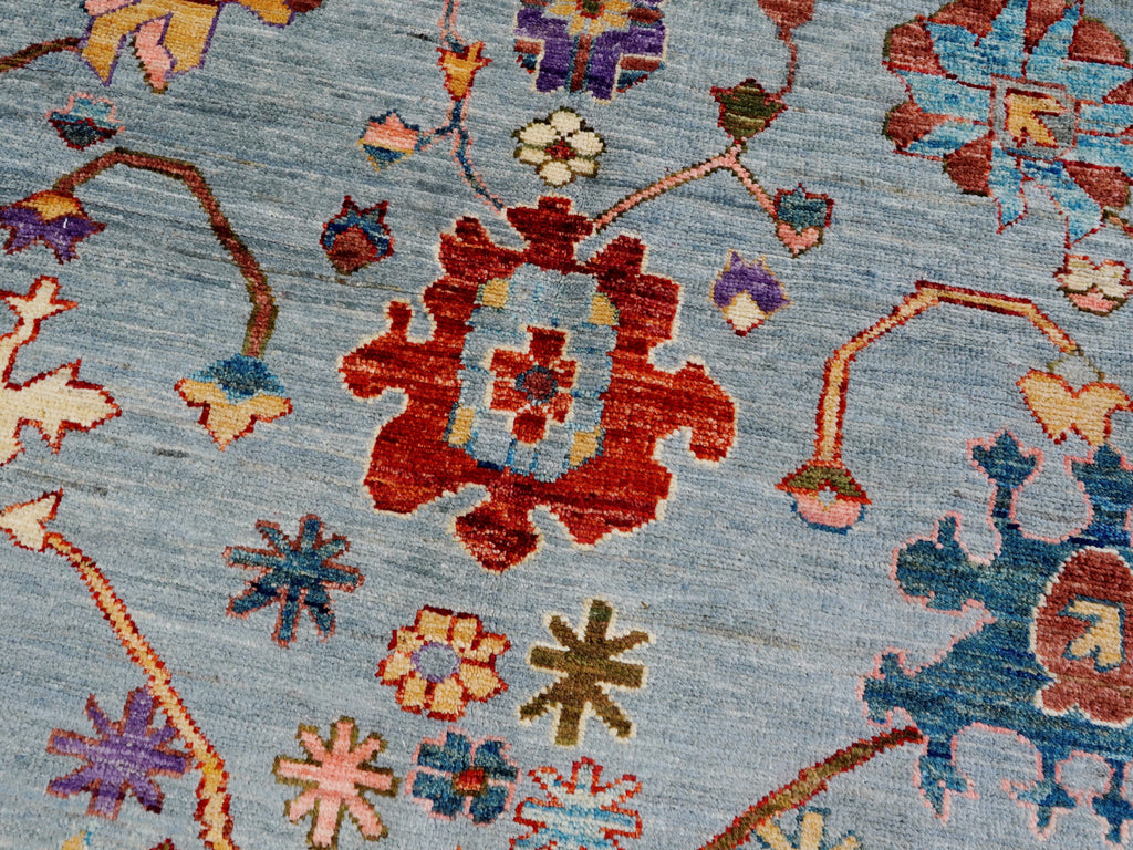 8x10 Ft Blue & Gray Oushak Rug - Afghan Hand Knotted Area Rug