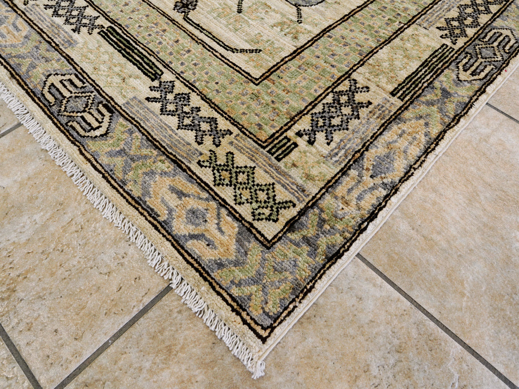 8x10 Ft Beige Green Oushak  Rug - Hand Knotted Afghan Rug
