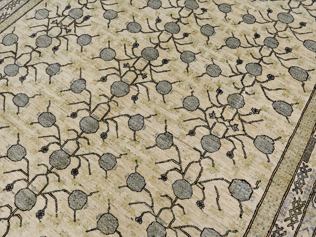 8x10 Ft Beige Green Oushak  Rug - Hand Knotted Afghan Rug