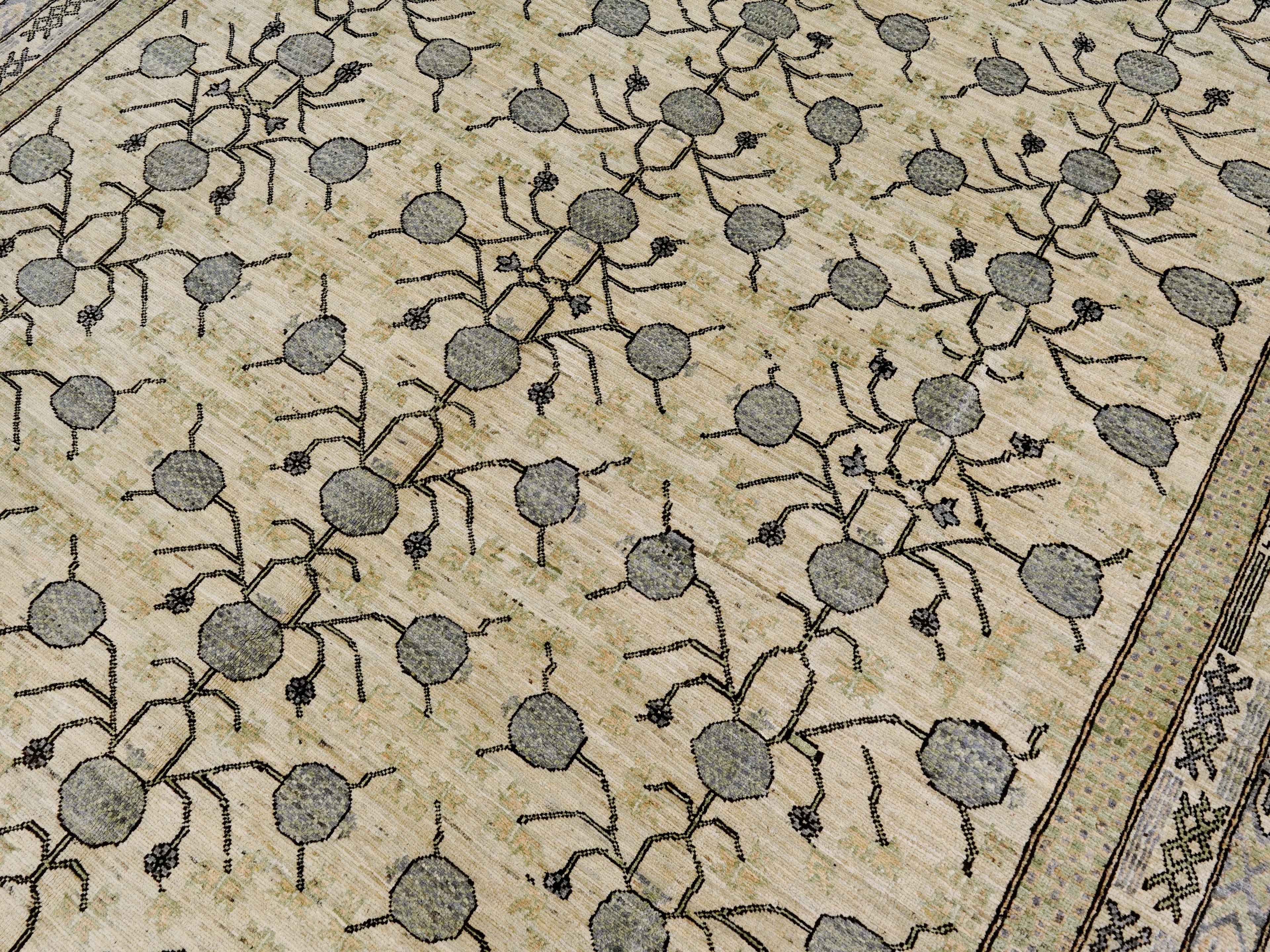 8x10 Ft Beige Green Oushak  Rug - Hand Knotted Afghan Rug