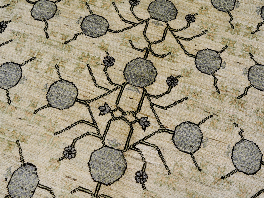 8x10 Ft Beige Green Oushak  Rug - Hand Knotted Afghan Rug