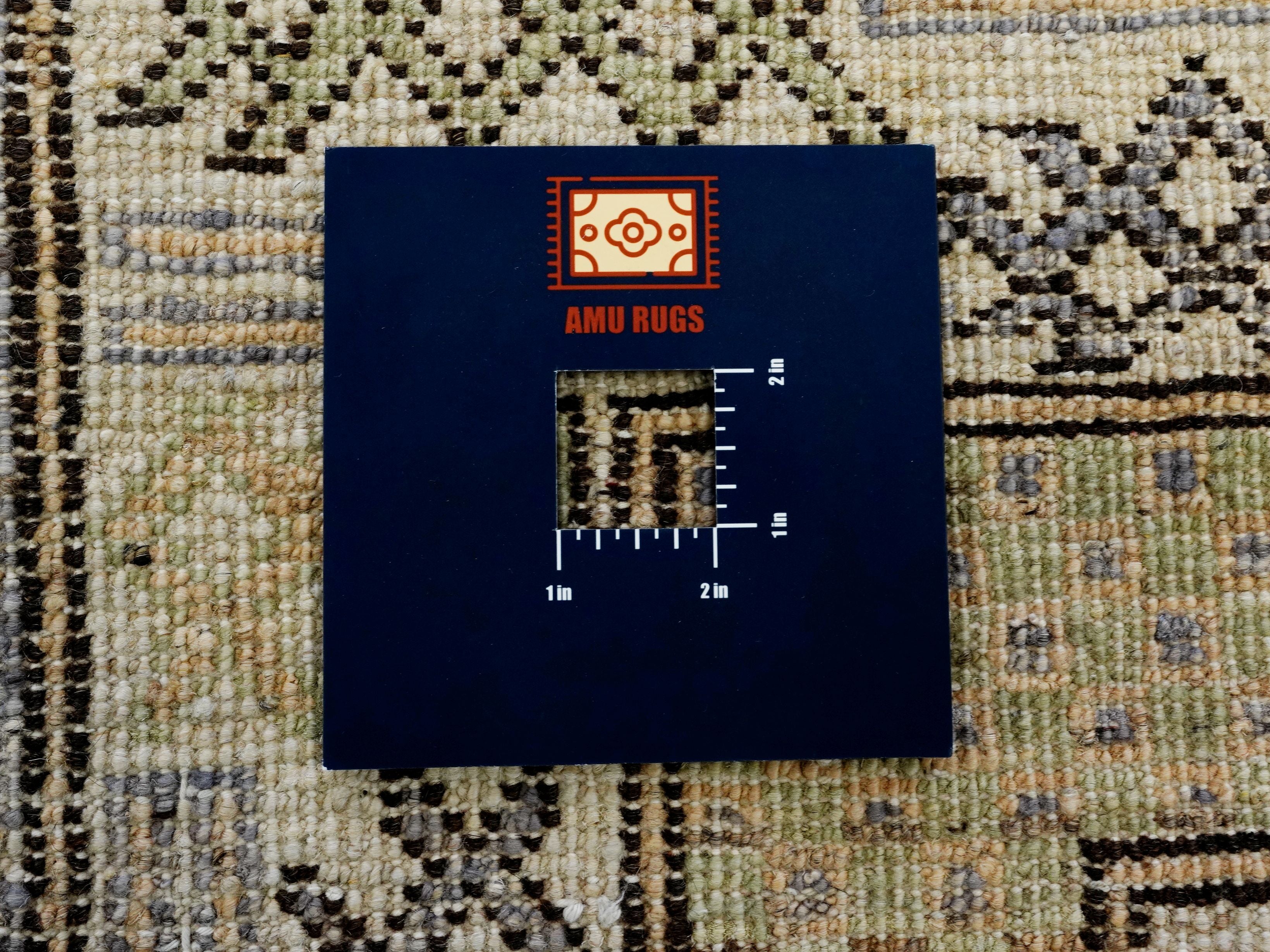 8x10 Ft Beige Green Oushak  Rug - Hand Knotted Afghan Rug