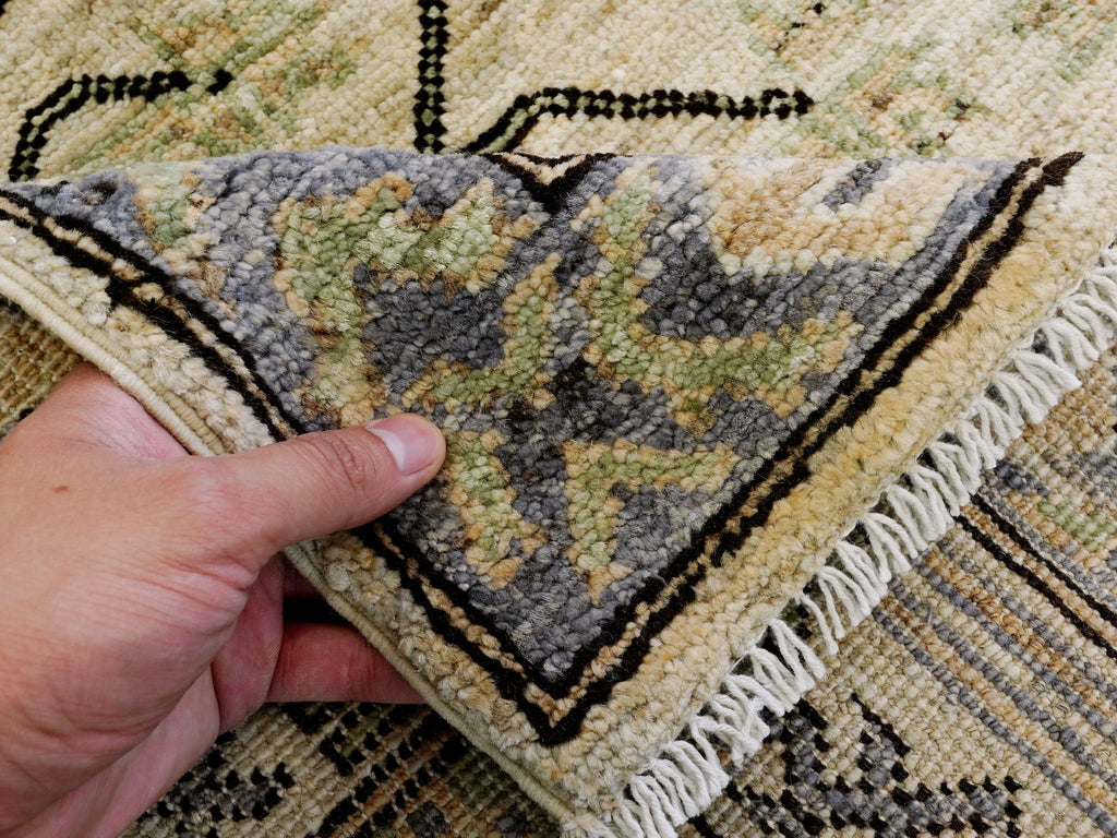 8x10 Ft Beige Green Oushak  Rug - Hand Knotted Afghan Rug