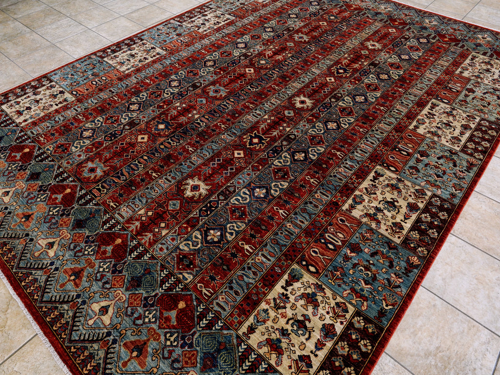 10x12 Ft Red Afghan Rug - Hand Knotted Traditional Rug