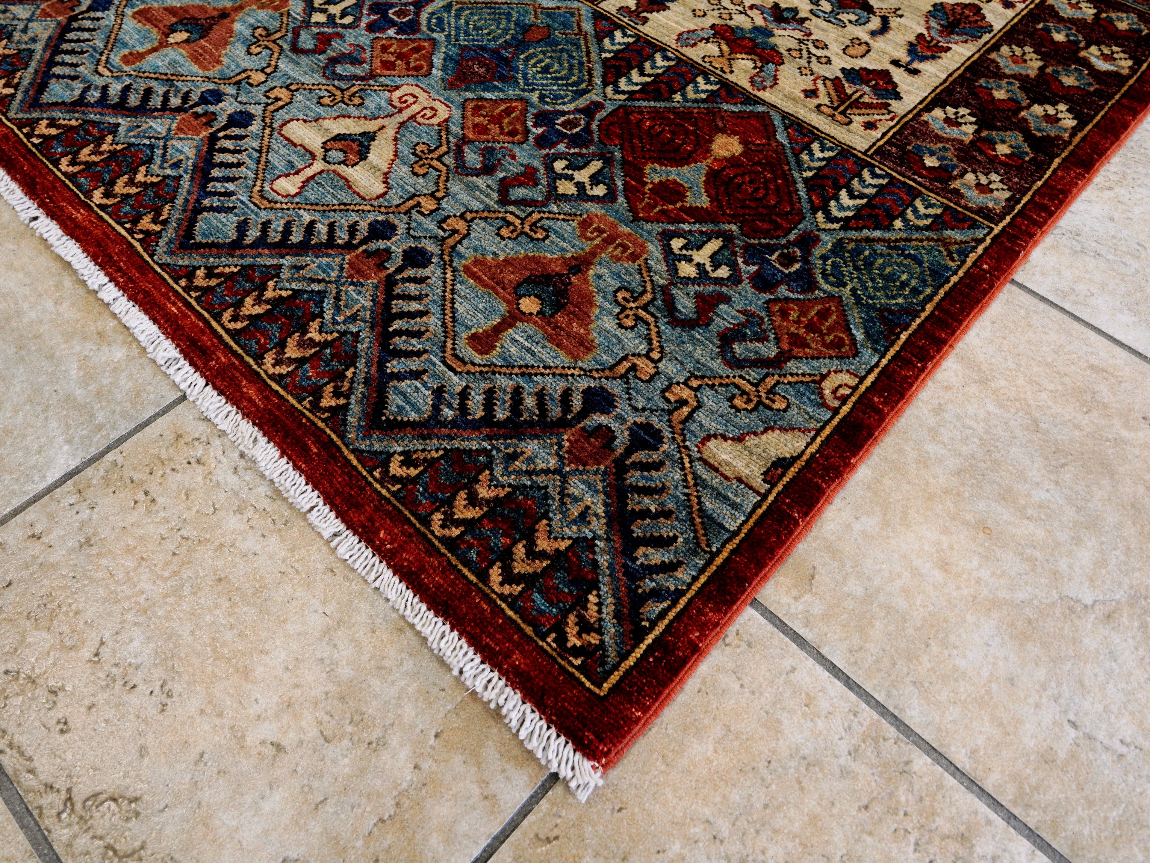 10x12 Ft Red Afghan Rug - Hand Knotted Traditional Rug