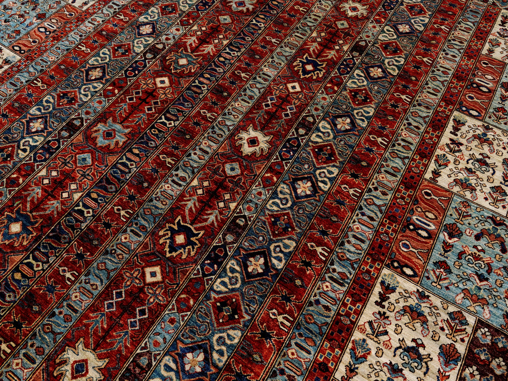 10x12 Ft Red Afghan Rug - Hand Knotted Traditional Rug