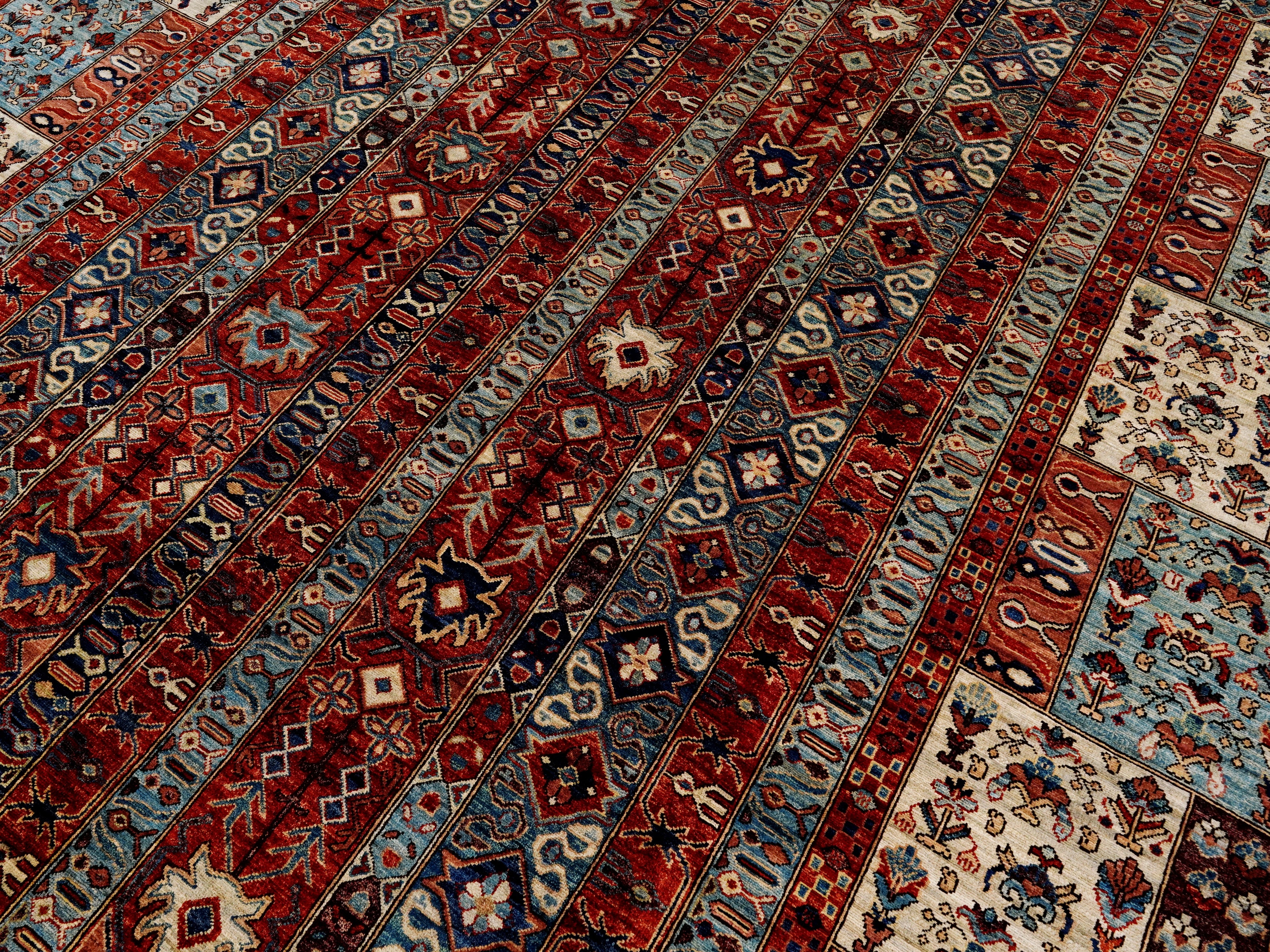 10x12 Ft Red Afghan Rug - Hand Knotted Traditional Rug