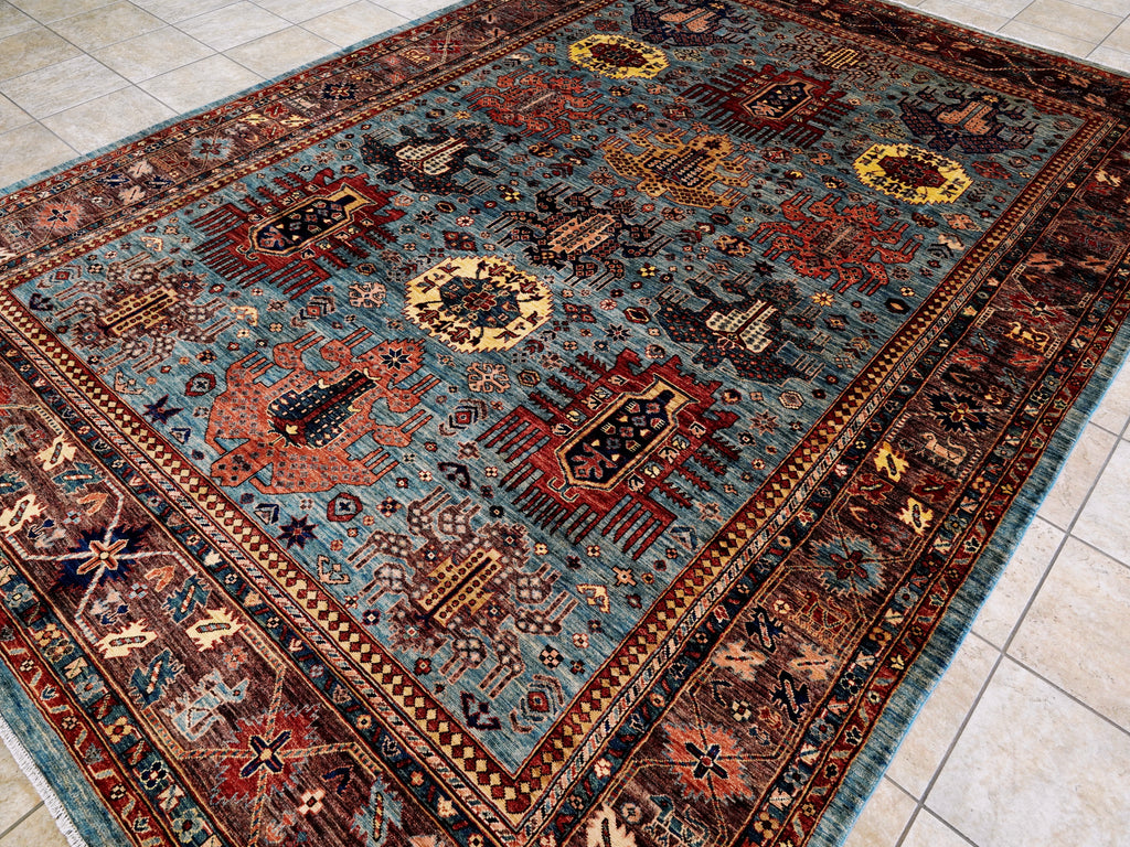 9x12 Ft Blue Kazak Rug - Hand Knotted Traditional Rug